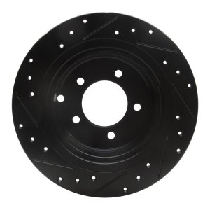 Chrysler Sebring Brake Rotor (1) - Rear Right - R1 Concepts - Drilled & Slotted - Black - `07-`17